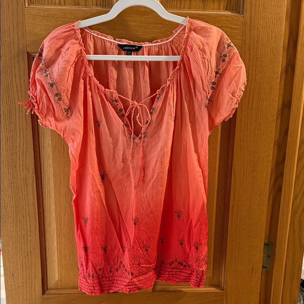 Jasmine Faded Coral Embroidered Blouse